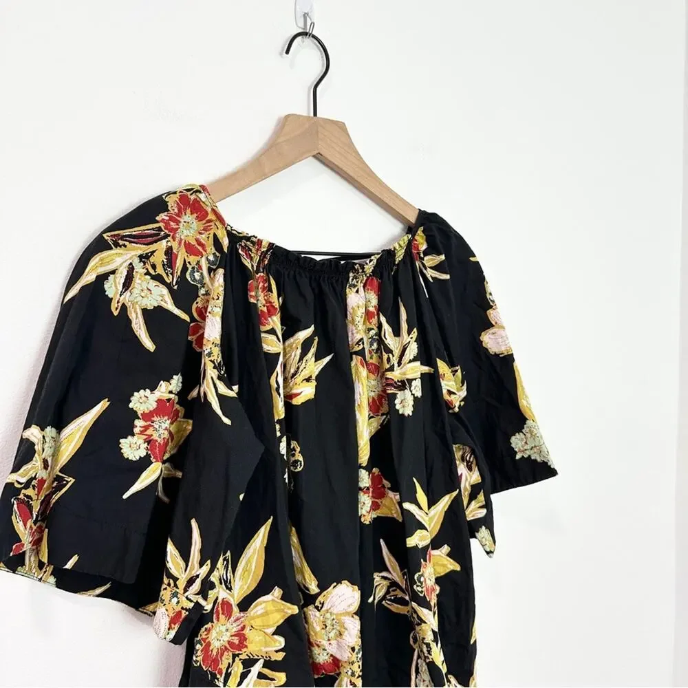 Free People Jodie Floral Tunic Mini Dress Babydoll Night Combo size Small